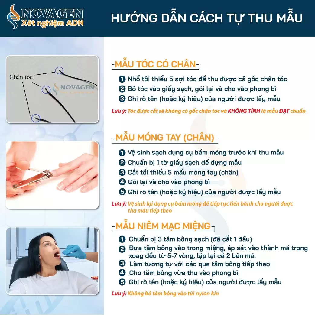 Hướng dẫn cách tự thu mẫu xét nghiệm ADN dì/bác gái - cháu gái/trai ruột Hướng dẫn cách tự thu mẫu xét nghiệm ADN dì/bác gái - cháu gái/trai ruột