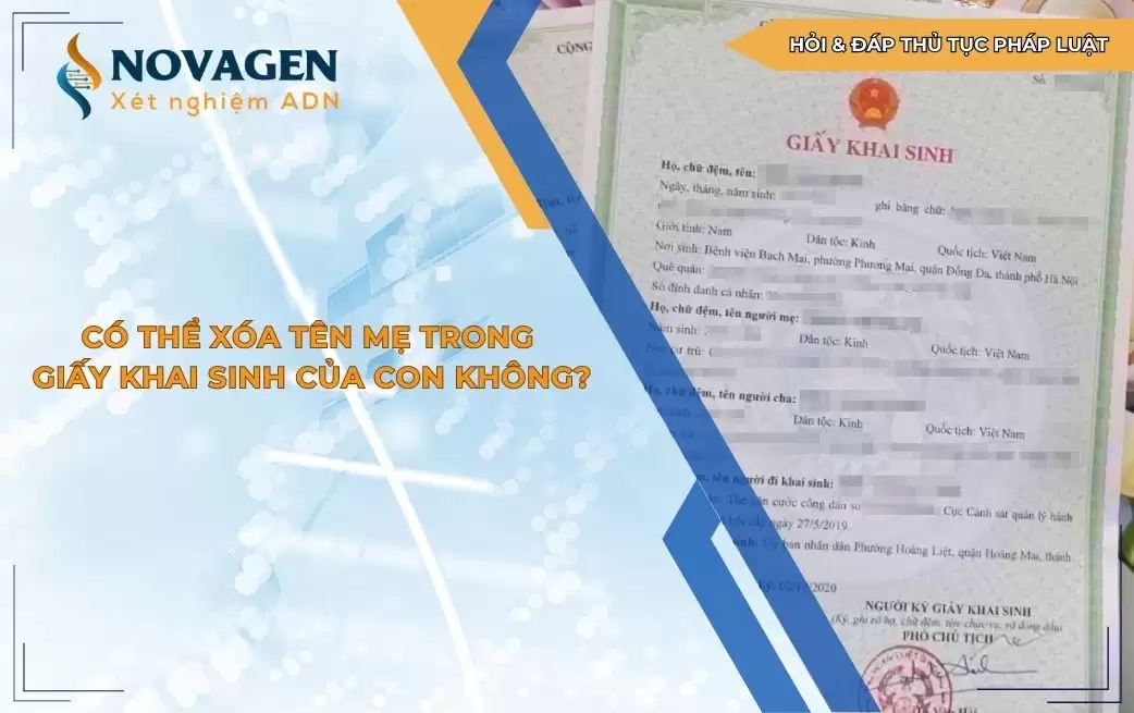 Có thể xóa tên mẹ trong giấy khai sinh của con không? Có thể xóa tên mẹ trong giấy khai sinh của con không?