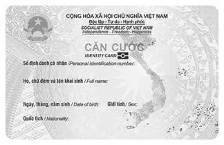 Mặt trước thẻ căn cước cấp cho công dân Việt Nam dưới 06 tuổi