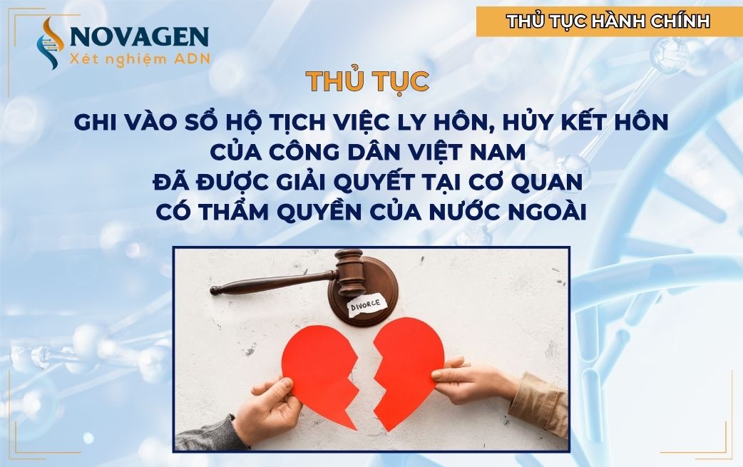 Thủ tục ghi vào sổ hộ tịch việc ly hôn, huỷ việc kết hôn của công dân Việt Nam đã được giải quyết tại cơ quan có thẩm quyền của nước ngoài