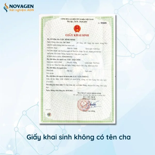 giấy khai sinh không có tên cha