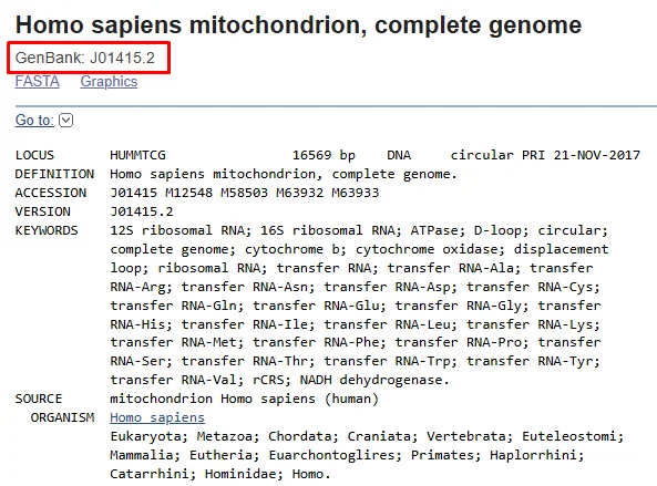 trình tự ADN ty thể GenBank J01415.2